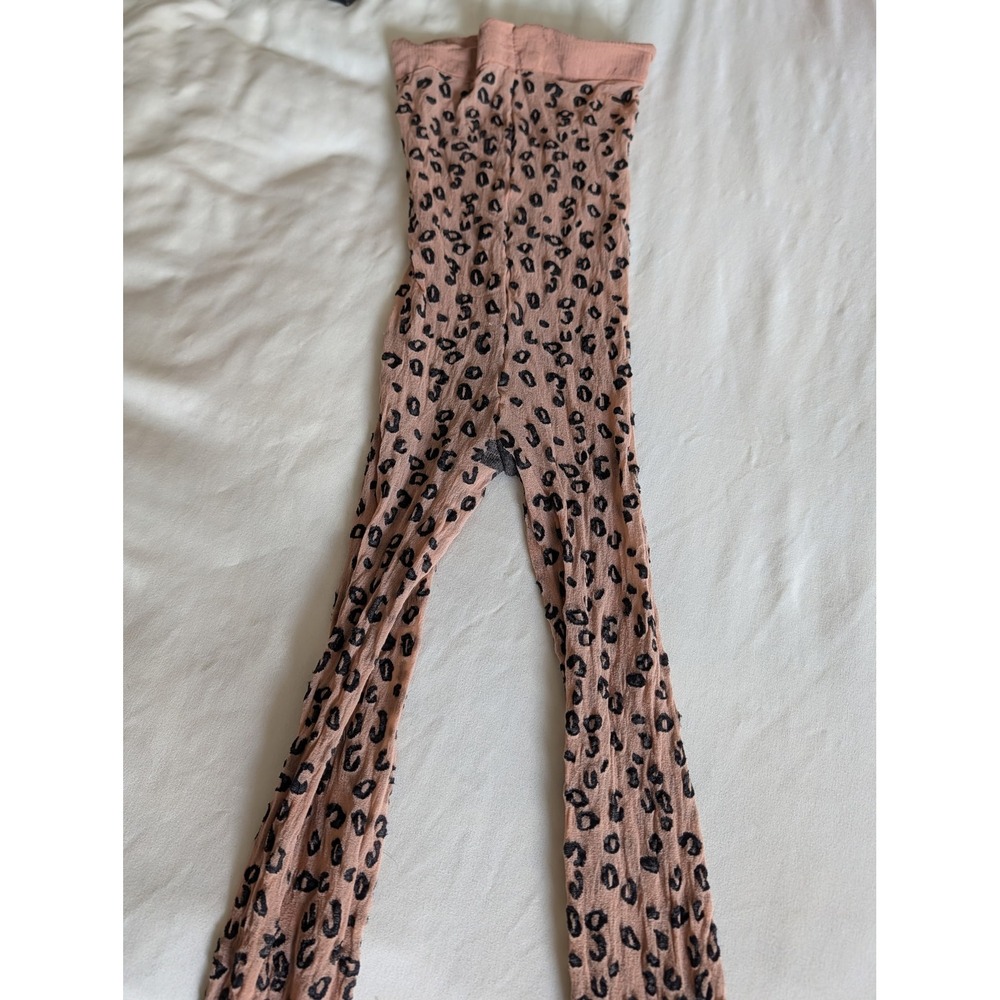 Pink Leopard Print Tights Animal Spot Hosiery Semi Sheer Elastic Waist Stockings